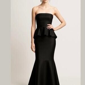 Vera Wang White VW360134 Black Peplum Strapless Dress Size 4 EUC!